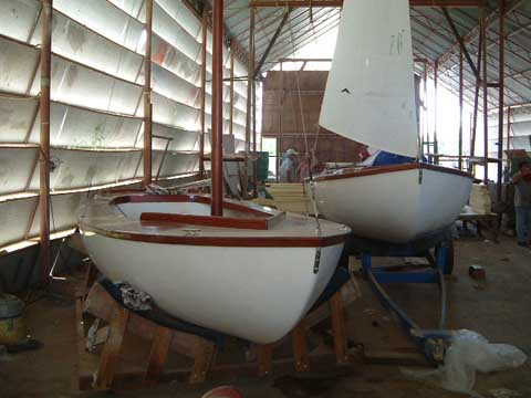 Sailing boat in the boatyard