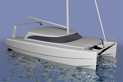 Sailing catamaran rendering