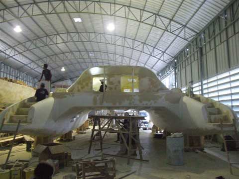 Construction in progress of the P1500 Catamaran