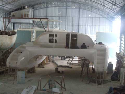Construction in progress of the P1500 Catamaran
