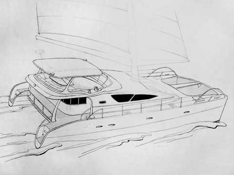 Lagoon Catamaran Design Line Drawings