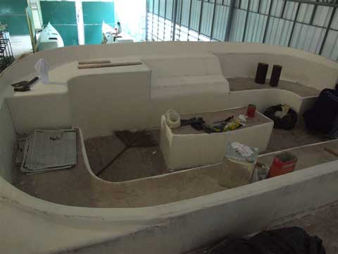 Fly bridge steering station looking forward