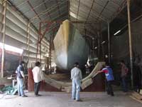 One of the more complex phases of the boat building - The upside down