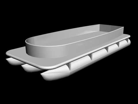 Powered pontoon fiberglass computer rendering