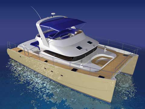 Power catamaran 3d rendering
