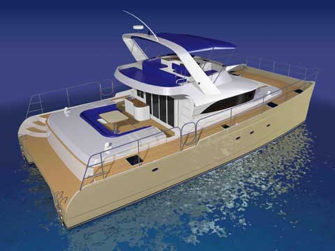 Power catamaran 3d rendering