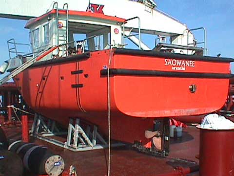 Work fishing boat during the building process