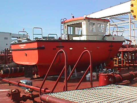 Work fishing boat during the building process
